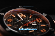 Hublot Big Bang Chronograph Miyota Quartz Movement Rose Gold Case with PVD Bezel and Black Dial