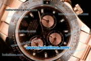 Rolex Daytona Chrono Swiss Valjoux 7750 Automatic Rose Gold Case with Stick Markers Black Dial and Black Ceramic Bezel