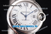 Cartier Ballon Bleu Medium Asia Automatic Stainless Steel Case/Bracelet with White Dial and Roman Numeral Markers (YF)