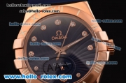 Omega Constellation Swiss ETA Quartz Rose Gold Case with Blue Dial and Blue Rubber Strap