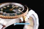 Rolex GMT-Master II Oyster Perpetual Automatic Two Tone with Green Bezel,Green Dial and White Round Bearl Marking-Small Calendar