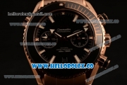 Omega Planet Ocean 600M Co-Axial Master Chronometer Chrono Clone Omega 9901 Automatic Rose Gold Case with Black Dial and Rose Gold Bracelet (EF)