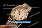 Rolex Datejust 37mm Swiss ETA 2836 Automatic Two Tone with White Dial and Roman Markers