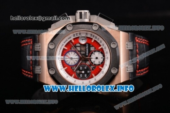 Audemars Piguet Royal Oak Offshore Ruben Barrichello Chrono Swiss Valjoux 7750 Automatic Rose Gold Case with PVD Bezel Red Skeleton Dial and White Stick Markers - 1:1 Original (JF)