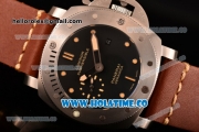 Panerai PAM 305 Luminor Submersible 1950 3 Days Automatic Ceramica Asia ST Automatic Steel Case with Yellow Markers Brown Leather Strap and Black Dial