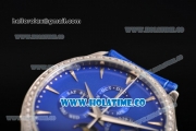 Jaeger-LECoultre Master Perpetual Calendar Asia Automatic Steel Case with Blue Dial Diamonds Bezel and Stick Markers