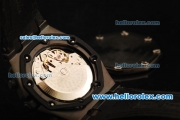 Audemars Piguet Royal Oak Offshore Chronograph Swiss Valjoux 7750 Automatic Movement PVD Case with Yellow Markers and Black Leather Strap-Run 9@sec