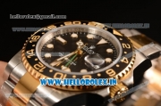 Rolex GMT-Master II Swiss ETA 2836 Automatic Two Tone Rose Gold Case With Ceramic Bezel Black Dial 116713 LN