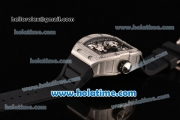 Richard Mille Tourbillon RM 057 Dragon Swiss ETA 2824 Automatic Steel&Diamonds Case with Black Rubber Strap and Silver Dragon Dial - 1:1 Original