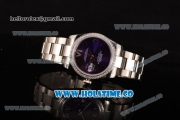 Rolex Datejust Asia 2813 Automatic Steel Case with Purple Dial Diamonds Bezel and Roman Numeral Markers (BP)