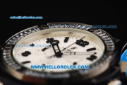 Hublot Big Bang Chronograph Swiss Quartz Movement PVD Case with Diamond Bezel and Blue Rubber Strap-Lady Model