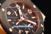 Hublot Big Bang Chronograph Swiss Valjoux 7750 Automatic Movement Rose Gold Case with Black Dial and Black Rubber Strap-1:1 Original