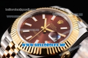 Rolex Datejust II Asia 2813 Automatic Two Tone Case/Bracelet with Brown Dial and Stick Markers (BP)