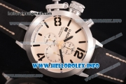 U-Boat Classico Italo Fontana Miyota OS10 Quartz Steel Case with Beige Dial Black Leather Strap and Arabic/Stick Markers