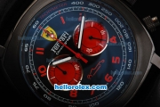 Ferrari Chronograph Miyota Quartz Movement 7750 Coating Case with Black Dial-Red Numeral Markers