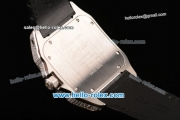 Cartier Santos 100 Swiss ETA 2824 Automatic Steel Case with Black Leather Strap Diamond Bezel and White Dial - 1:1 Original