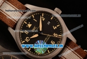 IWC Pilot's Watch Mark XVIII Miyota 9015 Automatic Steel Case Black Dial With Arabic Numeral Markers Brown Nylon Strap