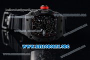 1:1 Richard Mille RM 35-02 RAFAEL NADA Japanese Miyota 9015 Automatic Black PVD Case with Skeleton Dial Red Crown Black Rubber Strap
