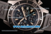 Breitling Superocean Chronograph II Chronograph Swiss Valjoux 7750 Automatic Steel Case with Black Dial Black Rubber Strap and Blue Second Hand