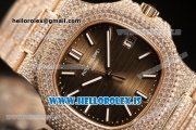 Patek Philippe NAUTILUS All Diamond Rose Gold Case With Clone Original Movement 1:1 Clone