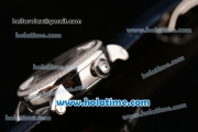 Cartier Rotonde De Asia ST25 Automatic Steel Case with Blue Leather Bracelet and Diamond Dial/Bezel
