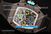 Richard Mille RM 011 Felipe Massa Flyback Chronograph Swiss Valjoux 7750 Automatic Carbon Fiber Case with Skeleton Dial and White Markers - 1:1 Original