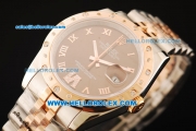 Rolex Datejust Swiss ETA 2836 Automatic Movement Steel Case with Brown Dial and Diamond Bezel-Two Tone Strap