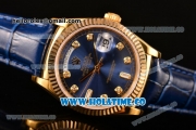 Rolex Day-Date Asia 2813/Swiss ETA 2836/Clone Rolex 3135 Automatic Yellow Gold Case with Diamonds Markers and Blue Dial (BP)