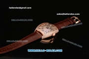 Franck Muller Casablanca Swiss ETA 2836 Automatic Rose Gold Case with Black Numeral Markers Diamond Dial and Brown Leather Strap
