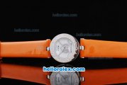 Bvlgari B Zero 1 Quartz with White Case and White MOP Dial with Diamond-Orange Leather Strap-Lady size