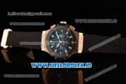 Hublot Aero Bang Chrono Swiss Valjoux 7750 Automatic Rose Gold/PVD Case Black Dial With Stick Markers Black Rubberr Strap