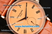 Patek Philippe Calatrava Miyota Quartz Rose Gold Case with Roman Numeral Markers and Champagne Dial