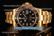 Rolex Submariner Miyota 9015 Automatic Yellow Gold Case/Bracelet with Black Dial and White Dot Markers (BP)