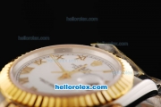 Rolex Datejust Automatic Movement White Dial with Gold Roman Markers and Steel Case-18K Gold Never Fade