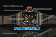 Richard Mille RM35-02 Carbon Fiber With Red Crown Miyota 9015 Movement 1:1 Clone Black Rubber