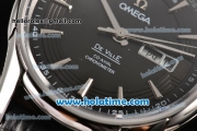 Omega De Ville Hour Vision Co-Axial Annual Calendar Clone 8500 Automatic Steel Case with Stick Markers and Black Dial - 1:1 Original