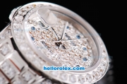 Rolex Datejust Oyster Perpetual Automatic ETA Case Full Diamond with Diamond Dial and Blue Round Pearl Marking