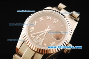Rolex Datejust Automatic Movement Full Steel with ETA Coating Case with Brown Dial