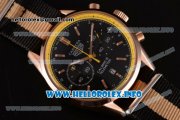 Tag Heuer Carrera Calibre 18 Miyota Quartz Rose Gold Case with Black Dial Stick Markers and Yellow/Black Nylon Strap - Yellow Inner Bezel