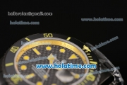 Rolex Submariner Asia 2813 Automatic PVD Case with Yellow Markers and Carbon Fiber Dial