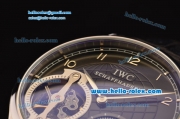 IWC Portuguese Asia 6497-CHG Manual Winding Steel Case with Black Leather Strap Black Dial