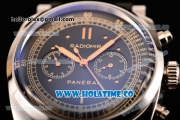 Panerai Radiomir 1940 Chronograph ORO Branco PAM 520 Asia Automatic Steel Case with Black Dial and Black Leather Strap - Dot Markers