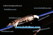 Vacheron Constantin Malte Miyota Quartz Rose Gold Case with Blue Leather Bracelet Diamond Markers and Blue Dial
