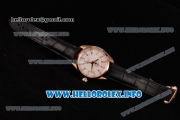 Omega Aqua Terra 150 M GMT Clone Omega 8615 Automatic Rose Gold Case with White Dial Stick Markers and Black Leather Strap (EF)