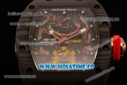 Richard Mille Jean Todt Limited Edition RM 036 Asia Seagull SH Automatic Carbon Fiber Case with Skelton Dial Arabic Numeral Markers and Red Rubber Strap