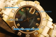 Rolex Datejust Automatic Movement Full Gold with Black MOP Dial and Diamond Bezel-ETA Coating Case