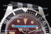 Rolex Submariner Vintage Asia 2813 Automatic Steel Case Red Dial Dot Markers and Black/Grey Nylon Strap