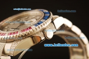 Rolex GMT Master II Swiss ETA 2836 Automatic Full Steel with Blue and Red Diamond Bezel-Diamond Dial/Strap