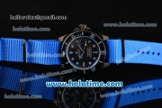 Rolex Submariner Asia 2813 Automatic PVD Case with Carbon Fiber Dial and Dark Blue Nylon Strap