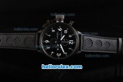 U-BOAT Italo Fontana Chronograph Miyota Quartz Movement PVD Case with Black Dial and White Numeral Marking-Black Leather Strap U-BOAT Italo Fontana Chronograph Miyota Quartz Movement PVD Case with Black Dial and White Numeral Marking-Black Leather Strap